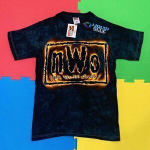 Vintage 1998 t-shirt deadstock Size Small NWO Tie Dye WCW 90s Liquid Blue NWT